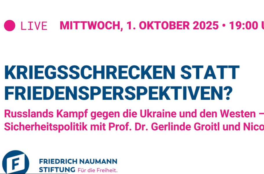 Fokus Sicherheitspolitik zum Krieg in der Ukraine vom 1.10.2025 Startfolie Onlinediskussion mit Gerlinde Groitl und Nico Lange