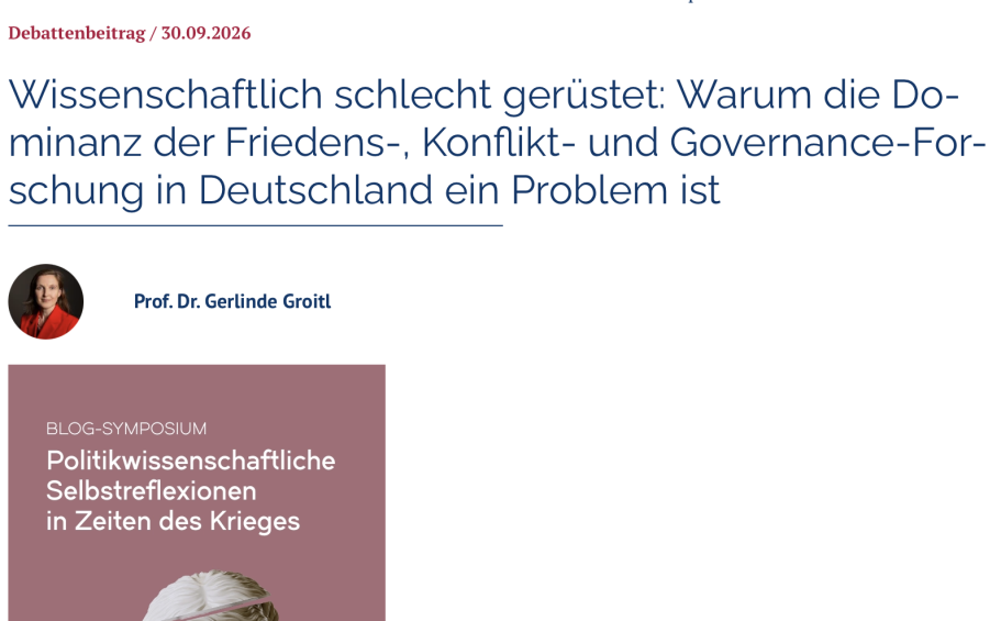Screenshot der Blogreihe Politikwissenschaft in Zeiten des Krieges
