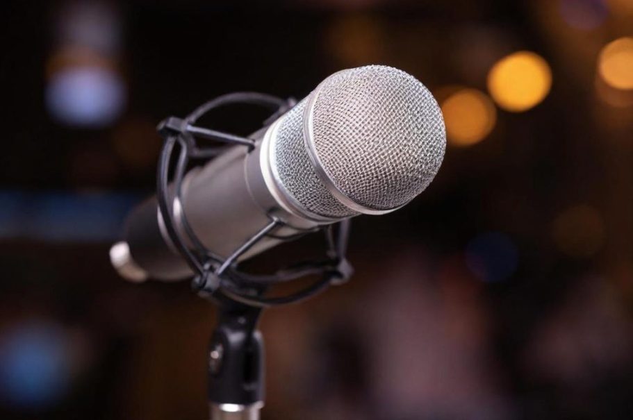 SWR Forum Europa zwischen Putin und Trump Nahaufnahme Mikrofon